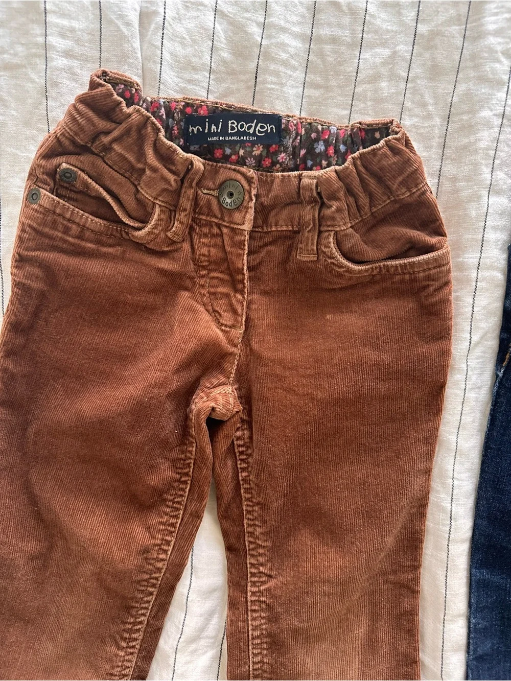 Mini Boden Girls' Brown Corduroy and Blue Denim Jeans Set